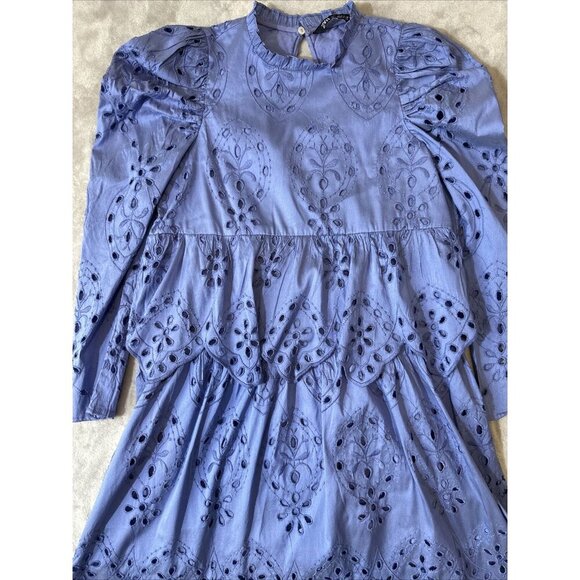 Women’s Zara Embroidered Eyelet Cut Out Dress Size Small - Picture 9 of 15
